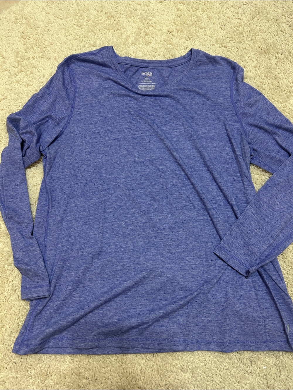 Danskin Purple Heathered Scoop Neck Long Sleeve Top